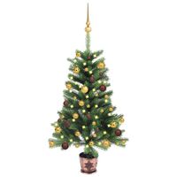 vidaXL Künstlicher Weihnachtsbaum mit Beleuchtung & Kugeln 65 cm Grün