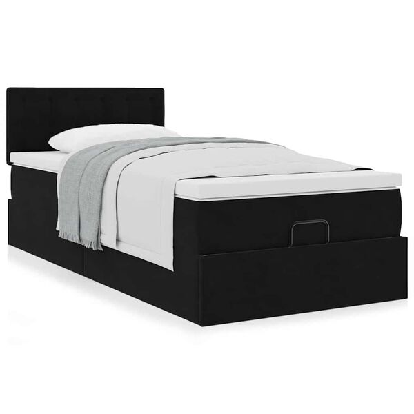 vidaXL Ottoman-Bett mit Matratze Schwarz 100x200 cm Samt
