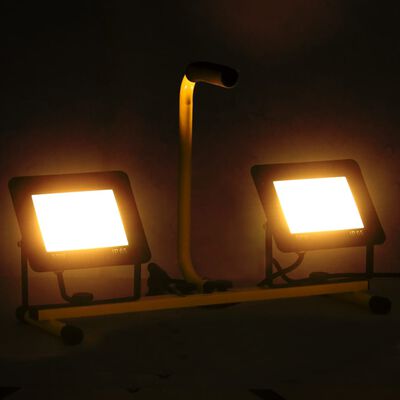 vidaXL LED-Fluter mit Handgriff 2x50 W Warmweiß