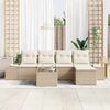 vidaXL Garten-Sofa-Set mit Kissen 5 pcs Beige und Creme Poly-Rattan