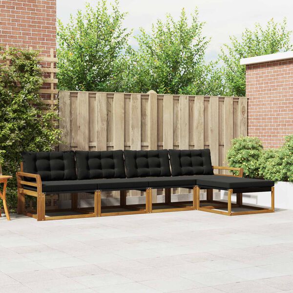 vidaXL Outdoor-Sofagarnitur mit Kissen 5 pcs Nat&uuml;rlich und Schwarz