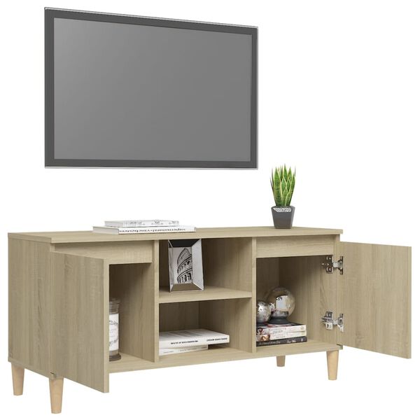 vidaXL TV-Schrank mit Massivholz-Beinen Sonoma-Eiche 103,5x35x50 cm