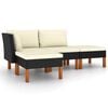 vidaXL 4-tlg. Garten-Lounge-Set mit Kissen Poly Rattan Schwarz