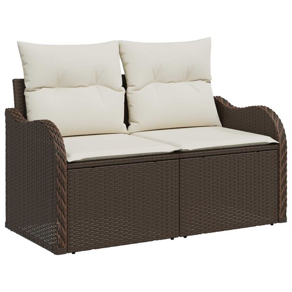 vidaXL Gartensofa-set mit Speicher 4 pcs Braun Poly-Rattan