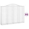 vidaXL Gabionen mit Hochbogen 6 Stk. 200x30x140/160cm Verzinktes Eisen