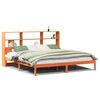 vidaXL Massivholzbett mit Regal ohne Matratze Wachsbraun 200x200 cm