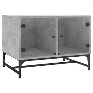 vidaXL Couchtisch mit Glast&uuml;ren Betongrau 68,5x50x50 cm