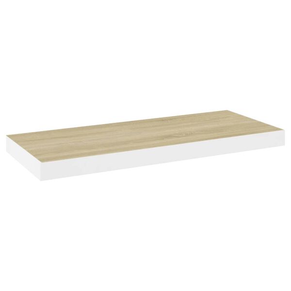 vidaXL Schweberegal Eichen-Optik und Weiß 60x23,5x3,8 cm MDF