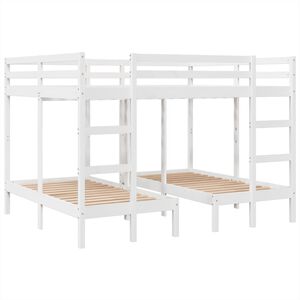 vidaXL Dreifach-Etagenbett Wei&szlig; 160x200/80x160 cm Massivholz Kiefer