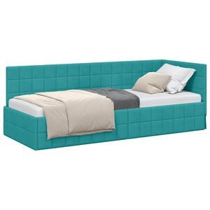 vidaXL Eckbettgestell mit Kopfteil T&uuml;rkis 80 cm x 200 cm Samt