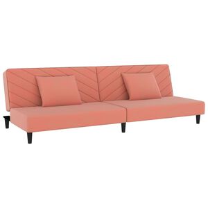 vidaXL Schlafsofa 2-Sitzer mit 2 Kissen Rosa Samt
