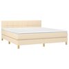 vidaXL Boxspringbett mit Matratze & LED Creme 160x200 cm Stoff