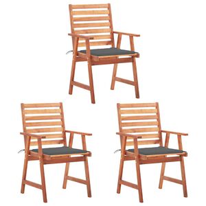 vidaXL Garten-Essst&uuml;hle 3 Stk. mit Kissen Massivholz Akazie