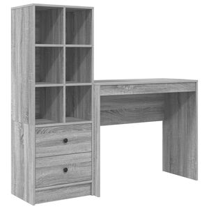 vidaXL Schreibtisch mit Schubladen mit Regal 2 pcs Graues Sonoma