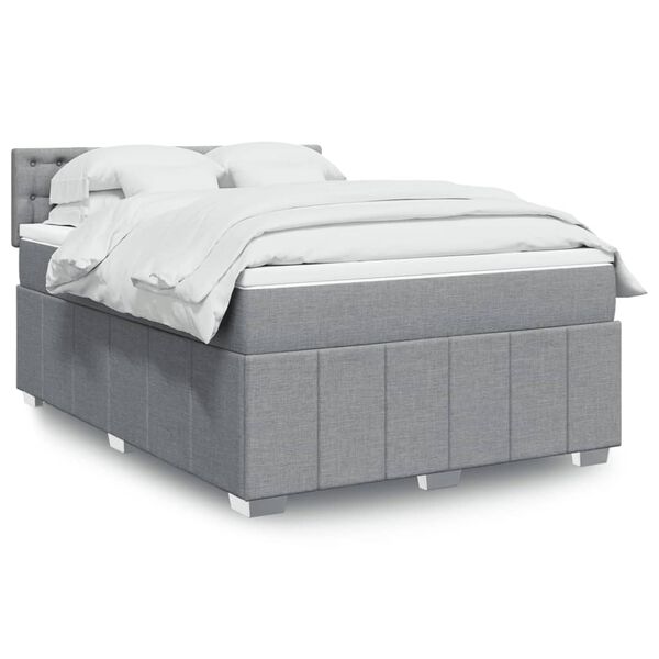 vidaXL Boxspringbett mit Matratze Hellgrau 140x190 cm Stoff