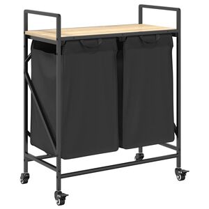 vidaXL W&auml;schekorb 2 F&auml;cher mit Rollen Sonoma Eiche