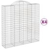 vidaXL Gabionen mit Hochbogen 4 Stk. 200x50x200/220cm Verzinktes Eisen
