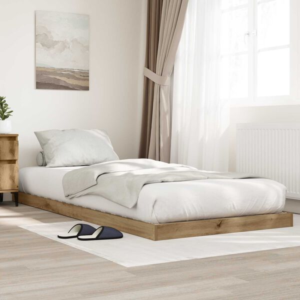 vidaXL Bodenbettrahmen Artisan-Eiche 86,5 x 190 cm Holzwerkstoff