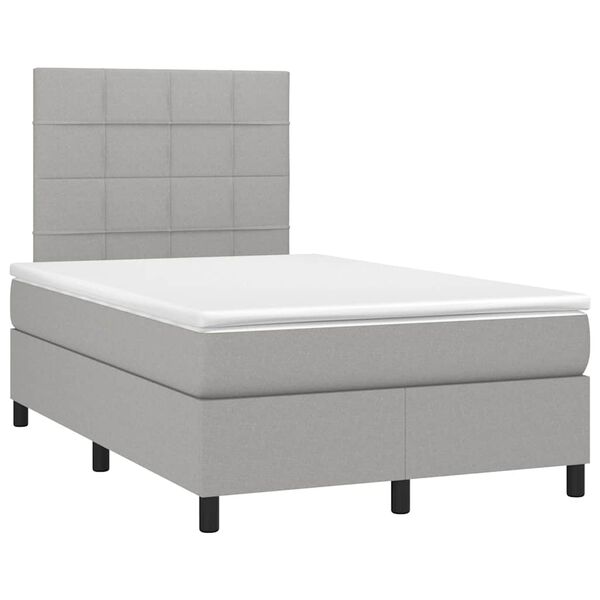 vidaXL Boxspringbett mit Matratze & LED Hellgrau 120x190 cm Stoff