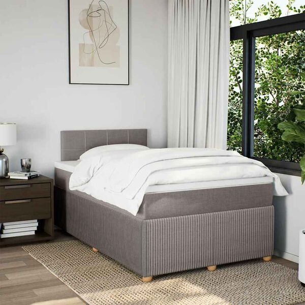 vidaXL Boxspringbett mit Matratze Taupe 120x190 cm Stoff