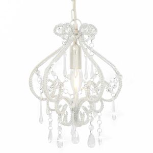 vidaXL Deckenleuchte mit Perlen Wei&szlig; Rund E14