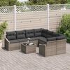 vidaXL Sofa Set mit Kissen mit Speicher 9 pcs Grau Poly-Rattan