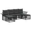 vidaXL Outdoor-Sofagarnitur 6 stk. Schwarz und Dunkelgrau Polyester