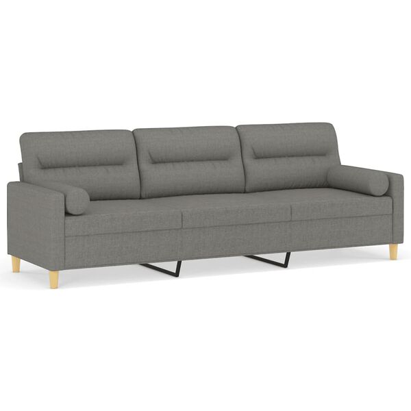 vidaXL 3-Sitzer-Sofa mit Kissen Dunkelgrau 210 cm Stoff