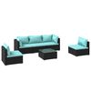 vidaXL 6-tlg. Garten-Lounge-Set mit Kissen Poly Rattan Schwarz