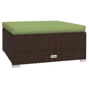 vidaXL Gartenhocker mit Kissen Braun 70x70x30 cm Poly Rattan