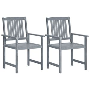 vidaXL Gartenst&uuml;hle 2 Stk. Grau Massivholz Akazie