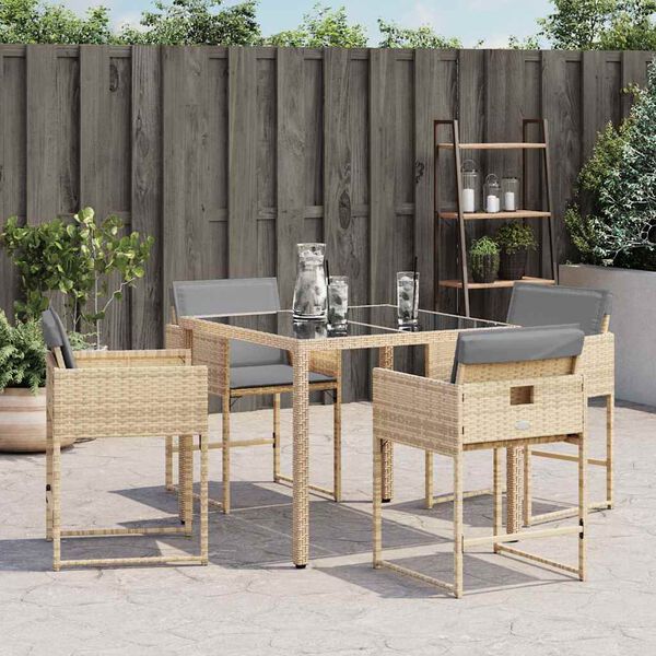 vidaXL Gartenst&uuml;hle mit Kissen 4 Stk. Beigemischung Poly Rattan