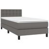 vidaXL Boxspringbett mit Matratze & LED Grau 100x200 cm Kunstleder