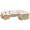 vidaXL 10-tlg. Garten-Sofagarnitur mit Kissen Beige Poly Rattan
