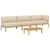 vidaXL Sofa Set mit Kissen Uni 4 pcs Beige Massivholz Akazie