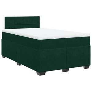 vidaXL Boxspringbett mit Matratze Dunkelgr&uuml;n 120x190 cm Samt