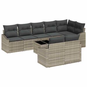 vidaXL Sofa Set mit Kissen 9 pcs Hellgrau Poly Rattan