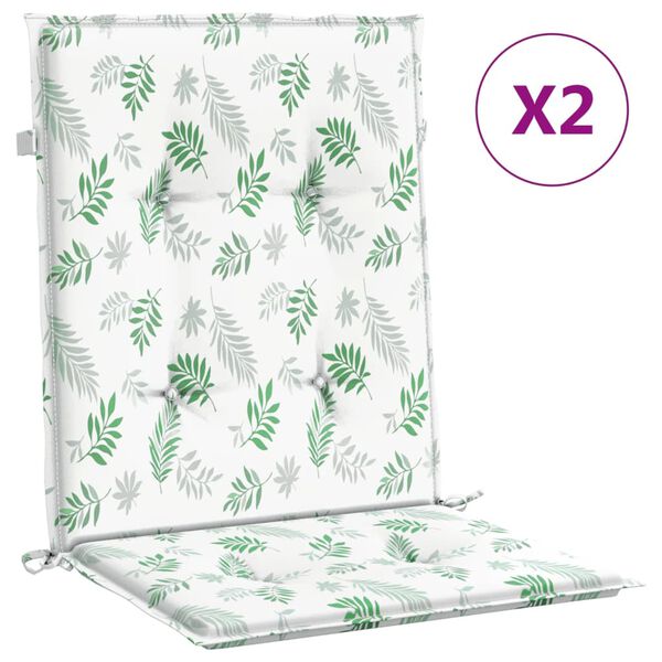 vidaXL Niedriglehner-Auflagen 2 Stk. Blattmuster Stoff