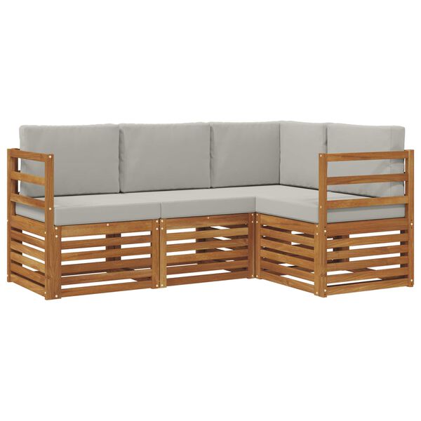 vidaXL Sofagarnituren 4 pcs Nat&uuml;rlich und Hellgrau Massivholz Akazie