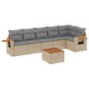 vidaXL 7-tlg. Garten-Sofagarnitur mit Kissen Beige Poly Rattan