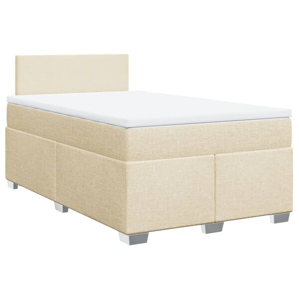 vidaXL Boxspringbett mit Matratze Creme 120x190 cm Stoff