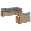 vidaXL 7-tlg. Garten-Sofagarnitur mit Kissen Beige Poly Rattan