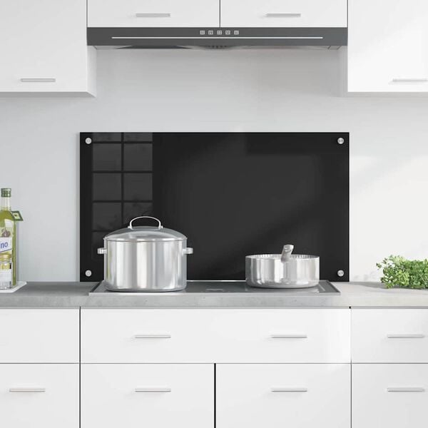 vidaXL K&uuml;chenr&uuml;ckwand Schwarz 90 x 50 cm Geh&auml;rtetes Glas