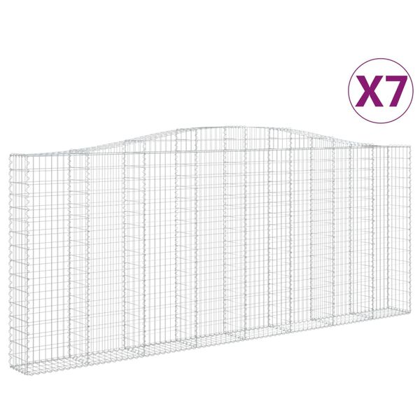 vidaXL Gabionen mit Hochbogen 7 Stk. 400x30x160/180cm Verzinktes Eisen
