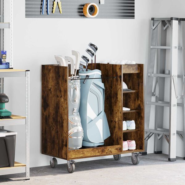 vidaXL Golf Schrank Mit Rad Uni Ger&auml;ucherte Eiche 90 x 45 x 98 cm