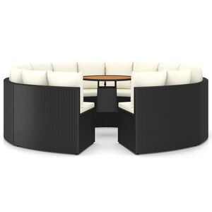 vidaXL 9-tlg. Garten-Sofagarnitur mit Auflagen Poly Rattan Schwarz