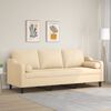 vidaXL 3-Sitzer-Sofa mit Kissen Creme 210 cm Stoff