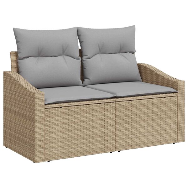 vidaXL Sofa Set mit Kissen 7 pcs Beige Poly Rattan