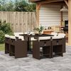 vidaXL 9-tlg. Garten-Essgruppe mit Kissen Braun Poly Rattan