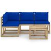 vidaXL 5-tlg. Garten-Lounge-Set mit Blauen Kissen